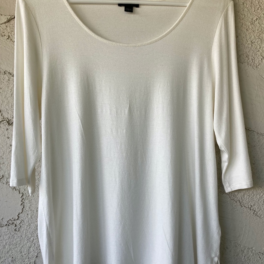 Jjill Wearever collection, white knit 3/4 sleeve top, like new